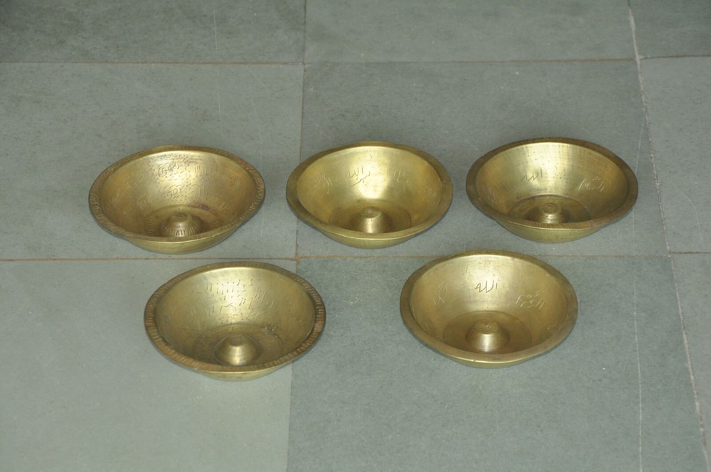 5 Pc Vintage Brass Solid Fine Quality Handcrafted Round Bowls