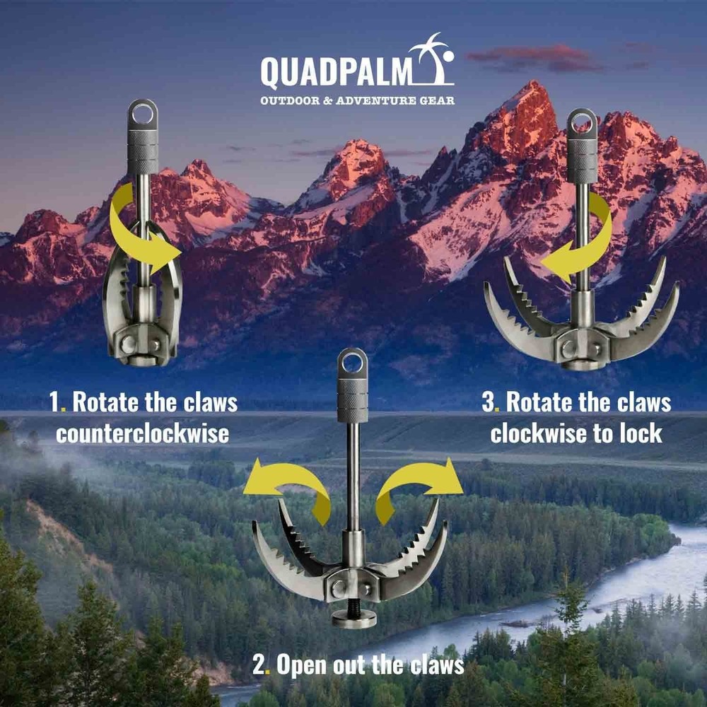 Heavy Duty Survival Grappling Hook – Multifunctional QUADPALM Grapple Hook