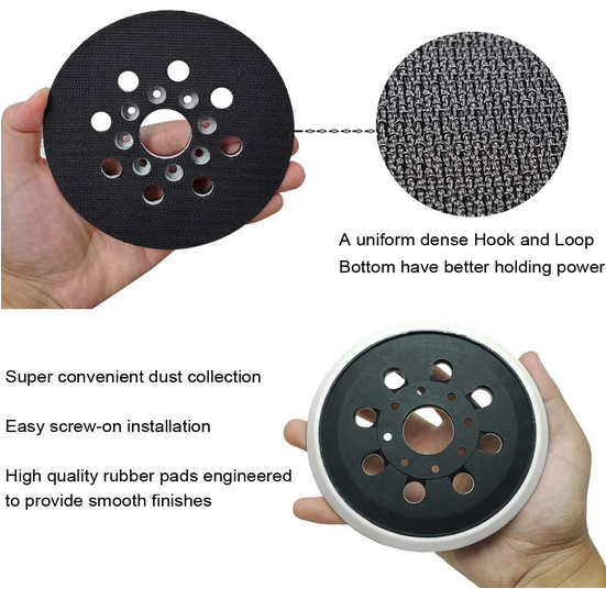 5 Inch 8 Hole Hook-&-Loop Sander Backing Pad Replacement Sanding Pad for Bosch R