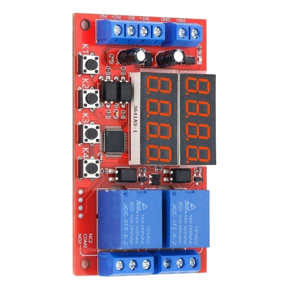 ADual Channel 12V 10A Delay Relay Module 32 Timer Modes Adjustable Controller