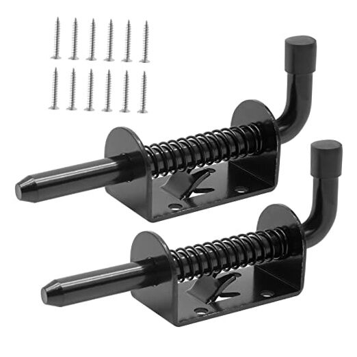 2pcs 5 Inch Spring Loaded Gate Latch Pin, Heavy Duty Barrel Bolt Spring Black