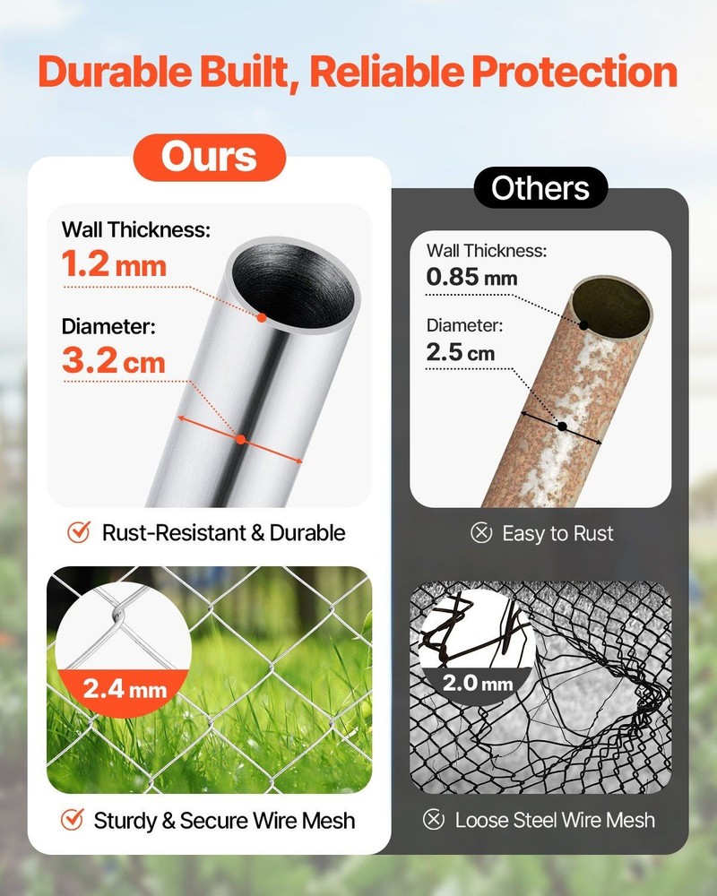 Rust-Resistant Galvanized Chain Link Gate 70x72in Adjustable Outdoor