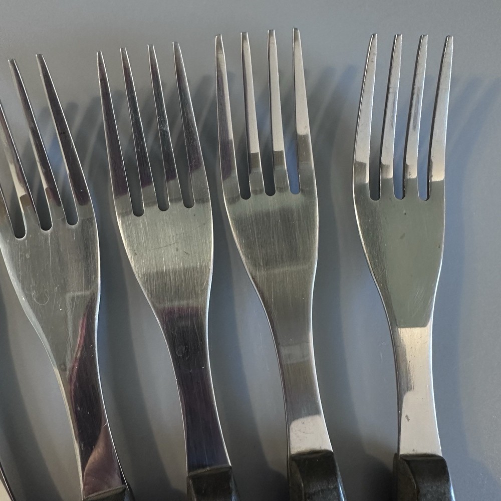 28 Stainless Flatware Black Composite Set Dinner forks Salad Spoons riveted