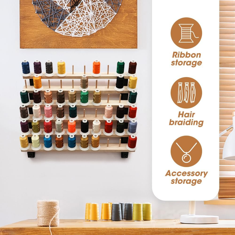 60 Spools Thread Rack Holder Organizer, Freestanding & Wall Mounted Embroidery,