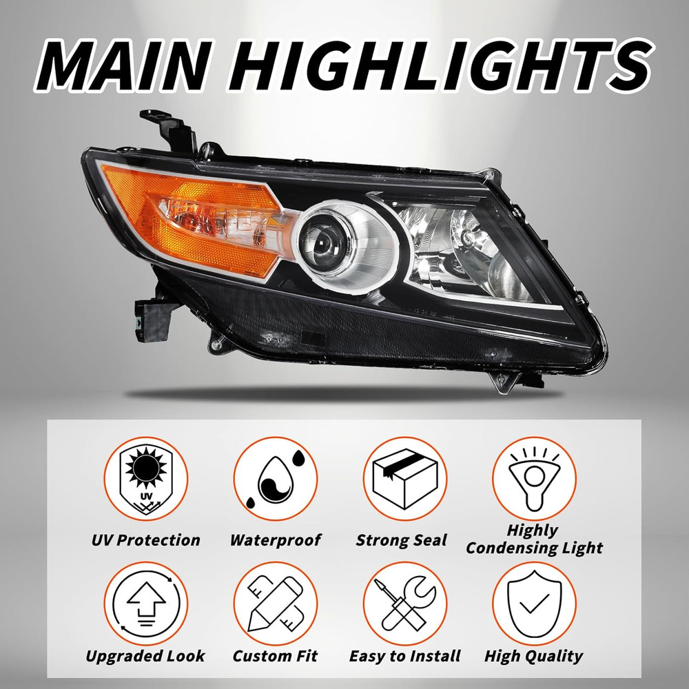 Headlight Assembly for Honda Odyssey 2011-2017, Headlamp Replacement Accessories