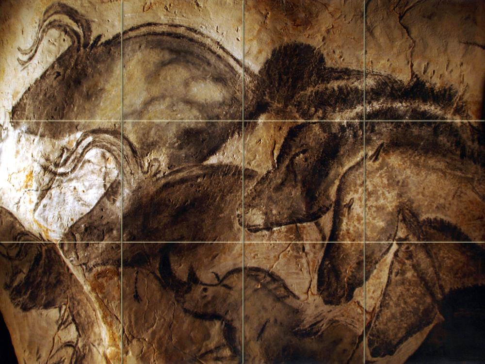 24 x 18 Prehistoric Cave Paintings Mural Ceramic Backsplash Bath Tile #2358