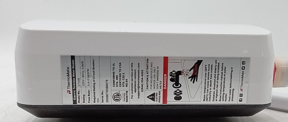 Thermomate ET035 Electric Tankless Water Heater Mini White