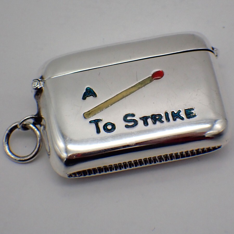 Match Box Cover Sterling Silver Enamel A Match To Strike