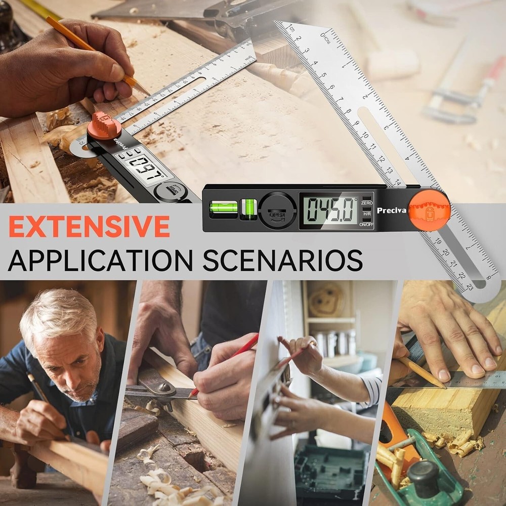 Digital Angle Finder Protractor, Preciva Digital Protractor 7 inch / 400mm St...