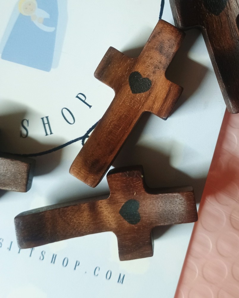 Black Walnut Wood Thumb Prayer Cross