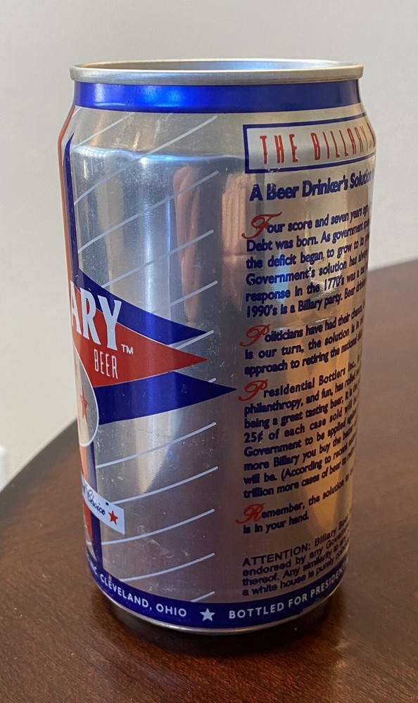 Billary politically correct Empty Beer Can Bottom Opened