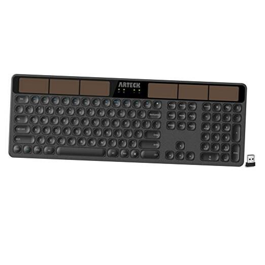 Wireless Solar Keyboard Full Size Solar Recharging Keyboard for