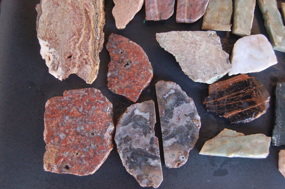 Miscellaneous Jasper, Agate, Calcite Onyx Slabs End Cuts Ect.