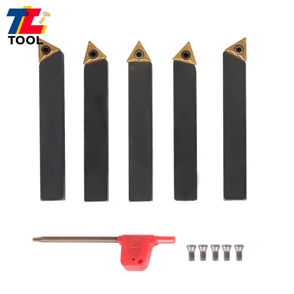 5-Pcs 3/8" Carbide Indexable Turning Tool Lathe Tool Bit With Carbide Inserts