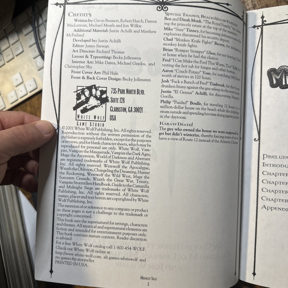Midnight Siege Vampire The Masquerade RPG Sourcebook White Wolf 2001