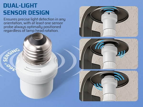 DEWENWILS Light Sensor Socket, E26/E27 Socket Adapter, Automatic Dusk to Dawn