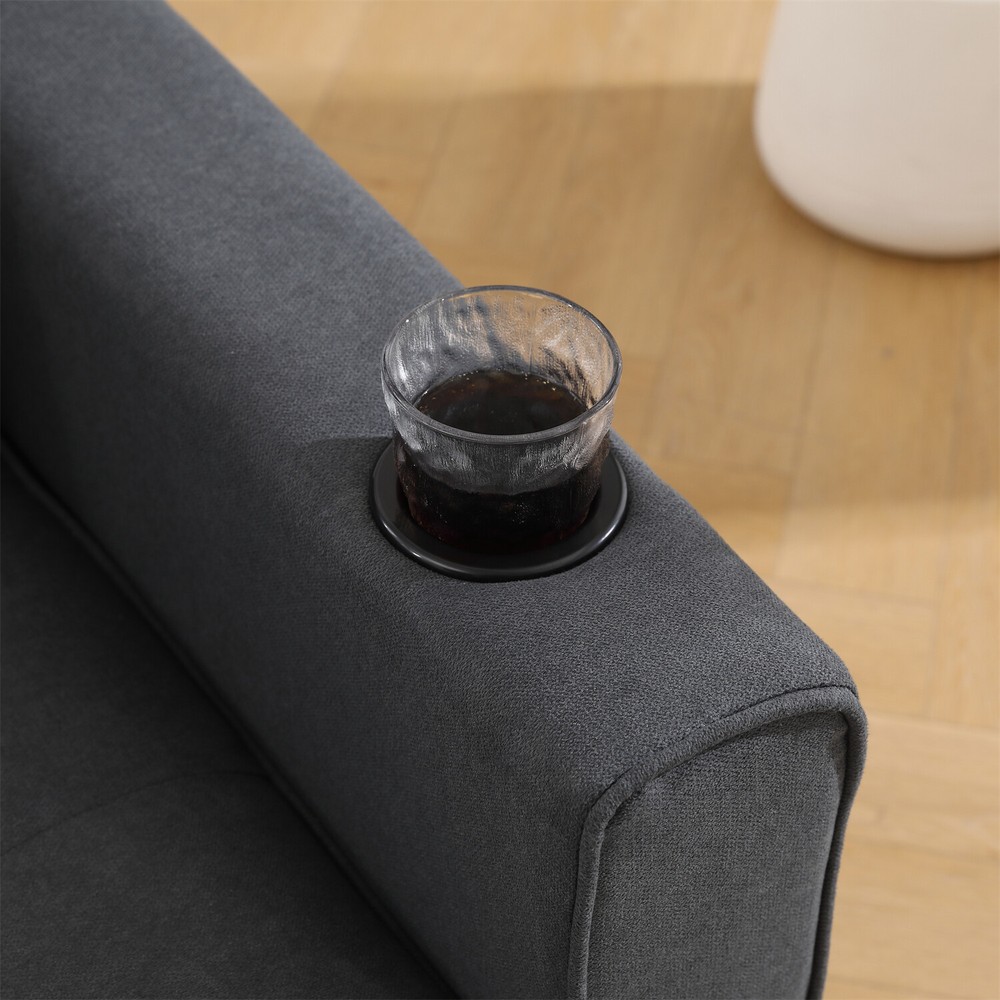 Convertible Sofa Bed Loveseat Futon Sofa Couch w/ Pull Out Bed Dark Gray