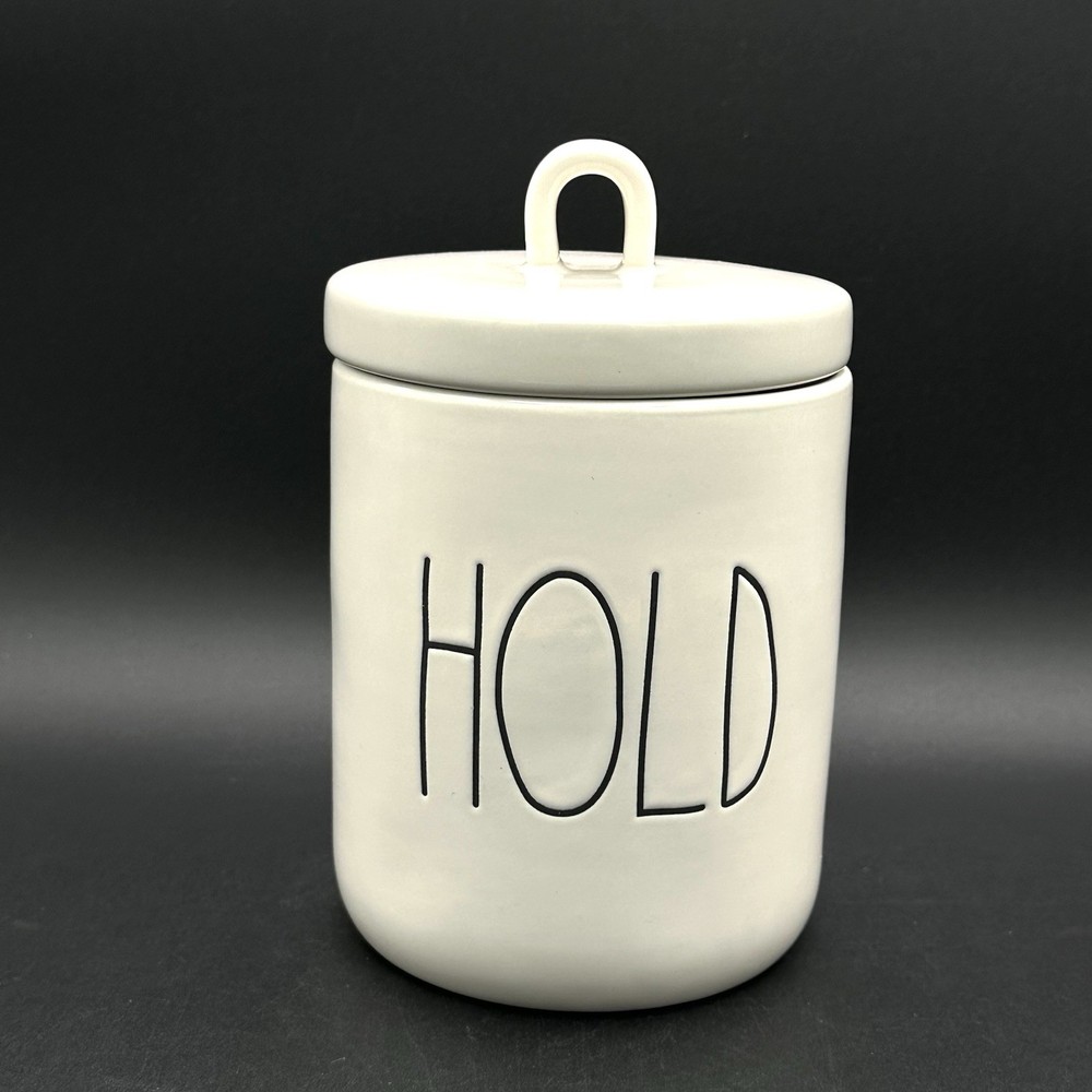 Rae Dunn HOLD Ceramic Jar Canister White