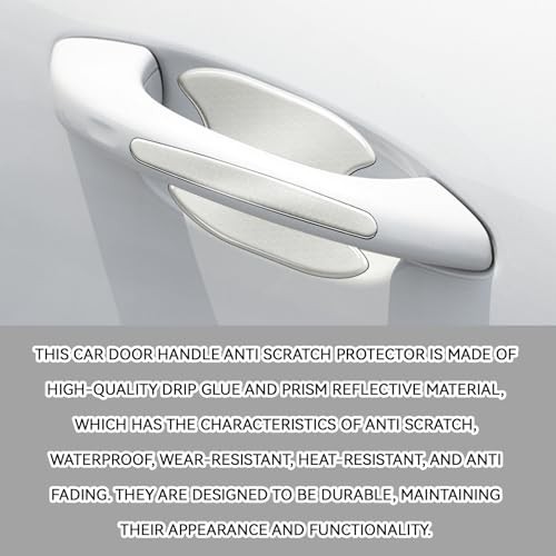 Car Door Handle Scratch Protectors Edge Guards, Reflective Anti-Scratch White