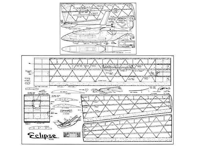 Eclipse Sailplane 180" Wingspan RC Model Airplane Printed Plans &Templates