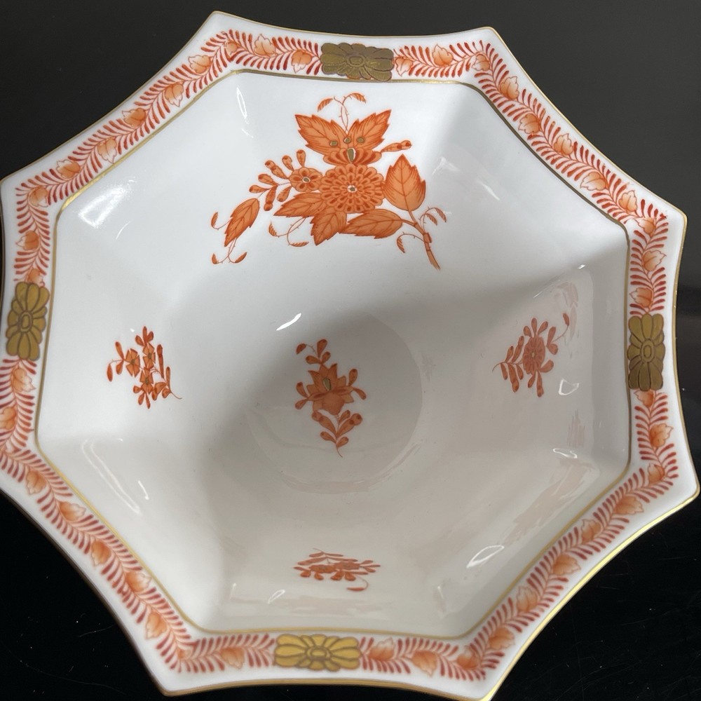 Herend Bouquet Rust 7049 Octagonal 5 1/2" Bowl: MINT