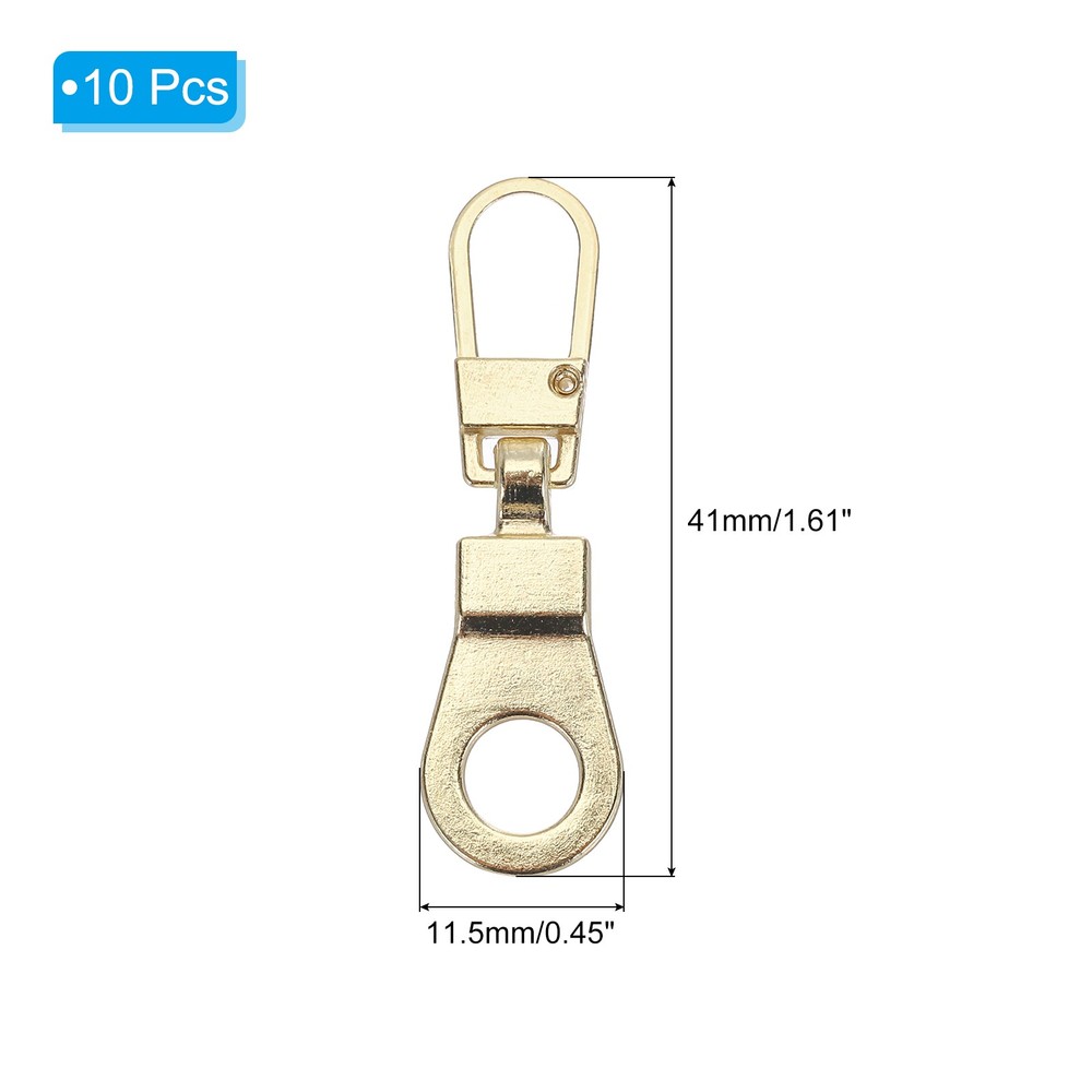 Zipper Pull Replacement, 10 Pcs Detachable Zipper Tab Repair Kit, Light Gold