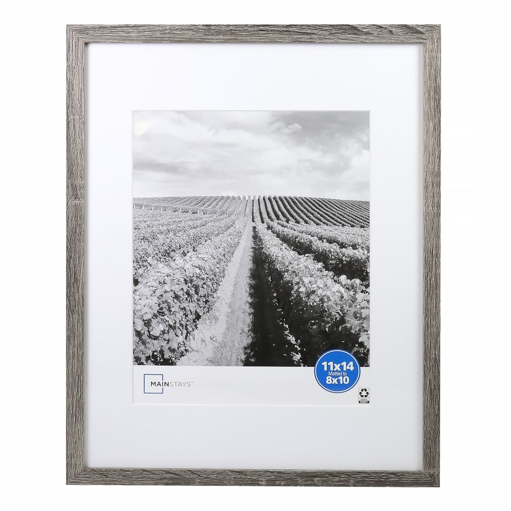 Mainstays 11x14 Matted to 8x10 Linear Picture Frame, Rustic Gray