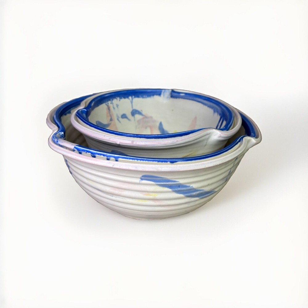 Ceramic Mixing Bowls Signed NC Pottery Set Of 2