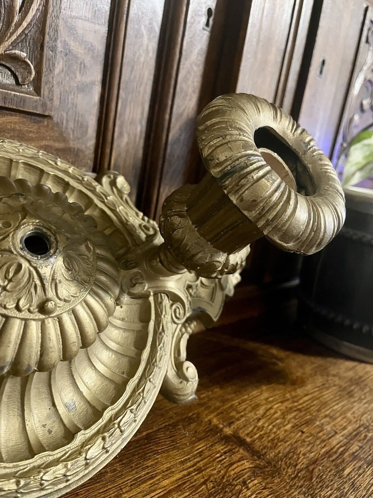 Antique Cast Iron Gilded Light Fixture Flush Mount Ceiling