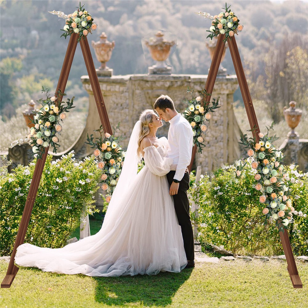 2 Pack Triangle Wooden Wedding Arch Oversized Ceremony Archway Backdrop Frame
