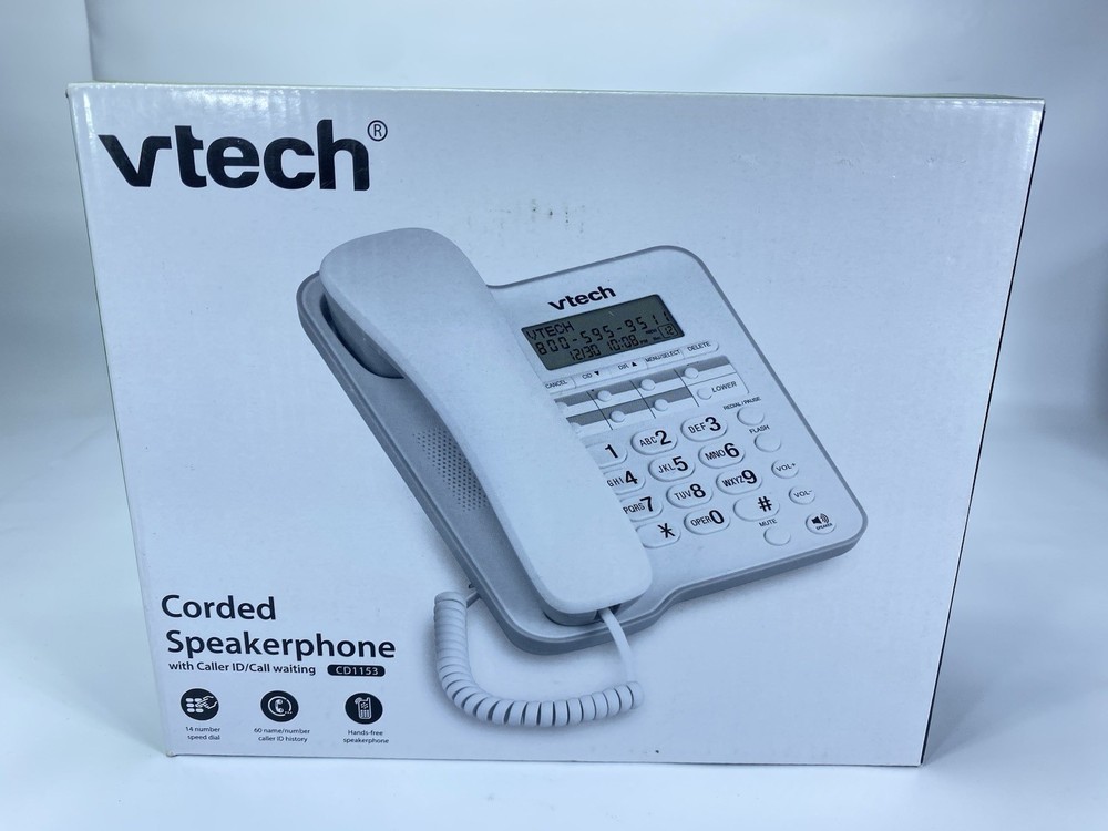 VTech CD1153 Corded Speakerphone With Caller ID White