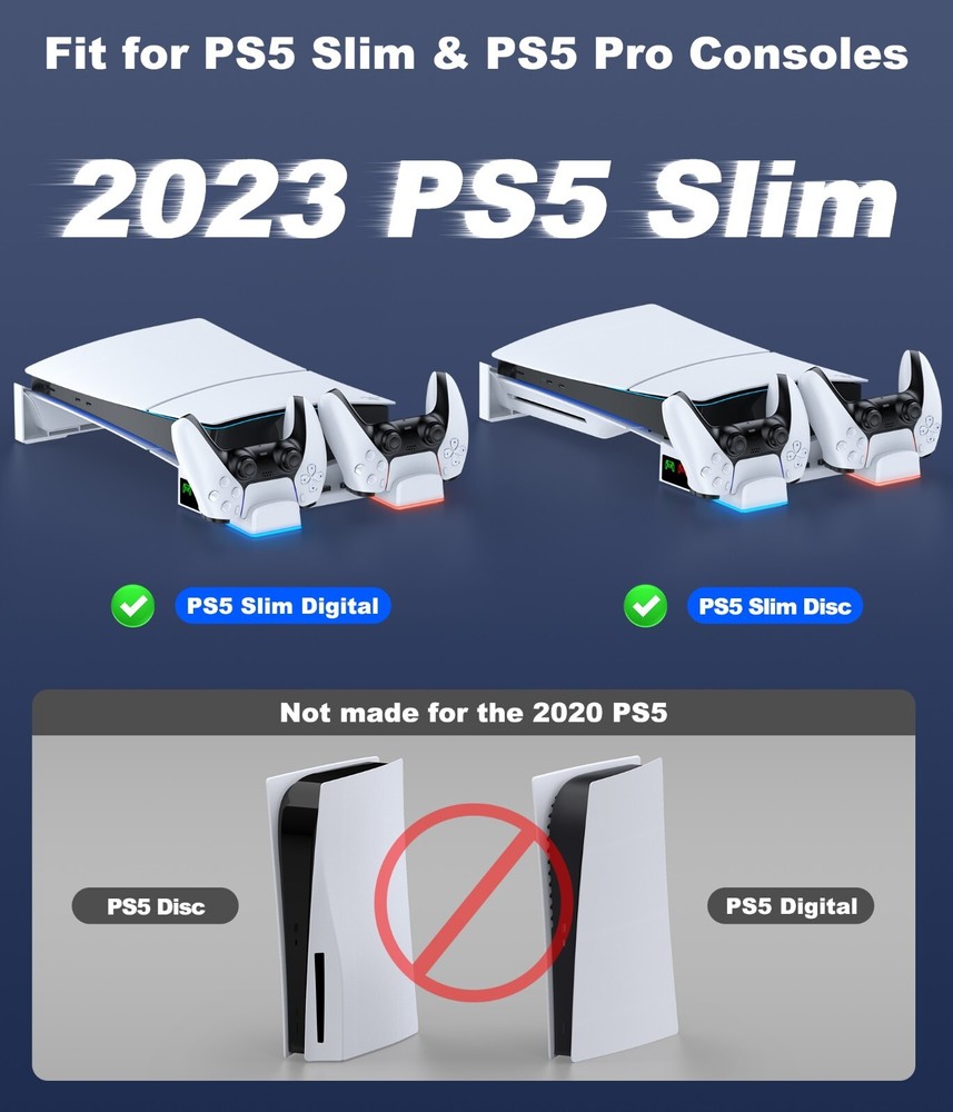 PS5 Horizontal Stand Charging Stand for PS5 Pro/PS5 Slim Console,PS5 Controller