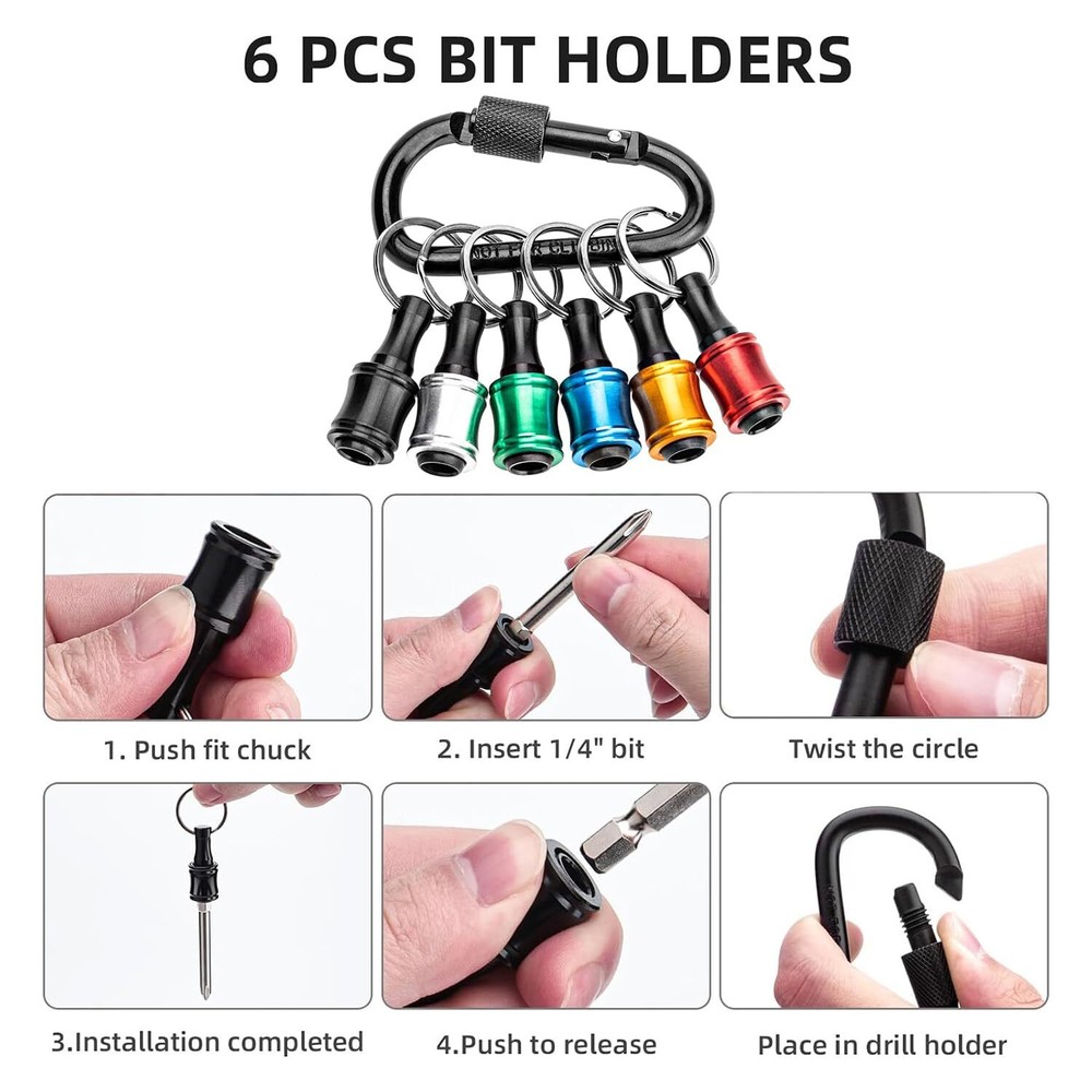 Drill Bit Holder Key Chain 1/4 Quick Release Keychain,Portable