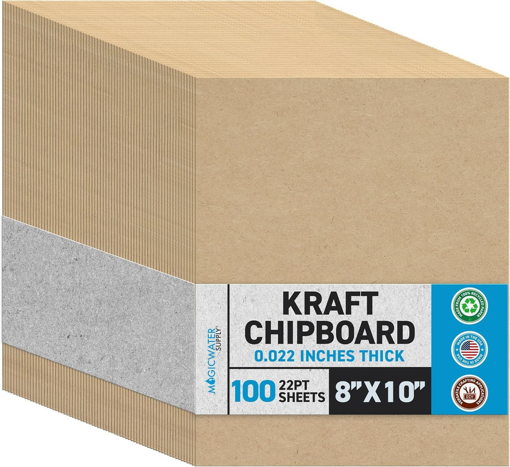 Magicwater Chipboard Sheet for DIY Projects - 8X10 Inch - 100 Pack - 22 Pt - Hea