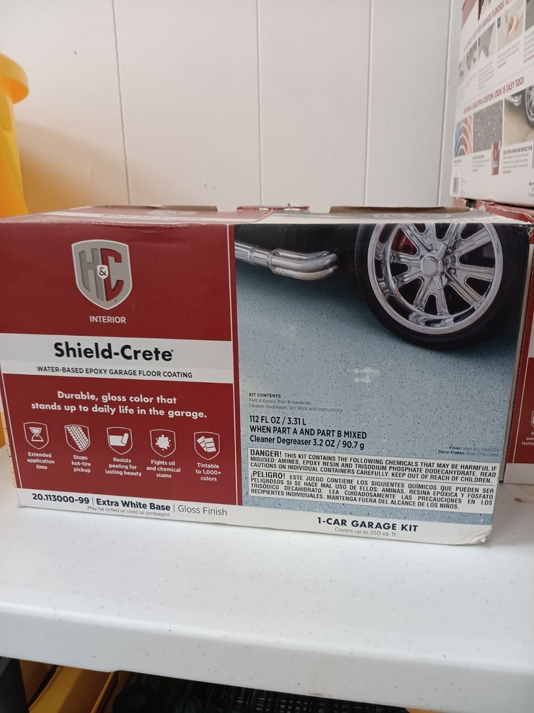 GRAY Shield-Crete Water-Based Epoxy ONE Car Garage Floor Coating