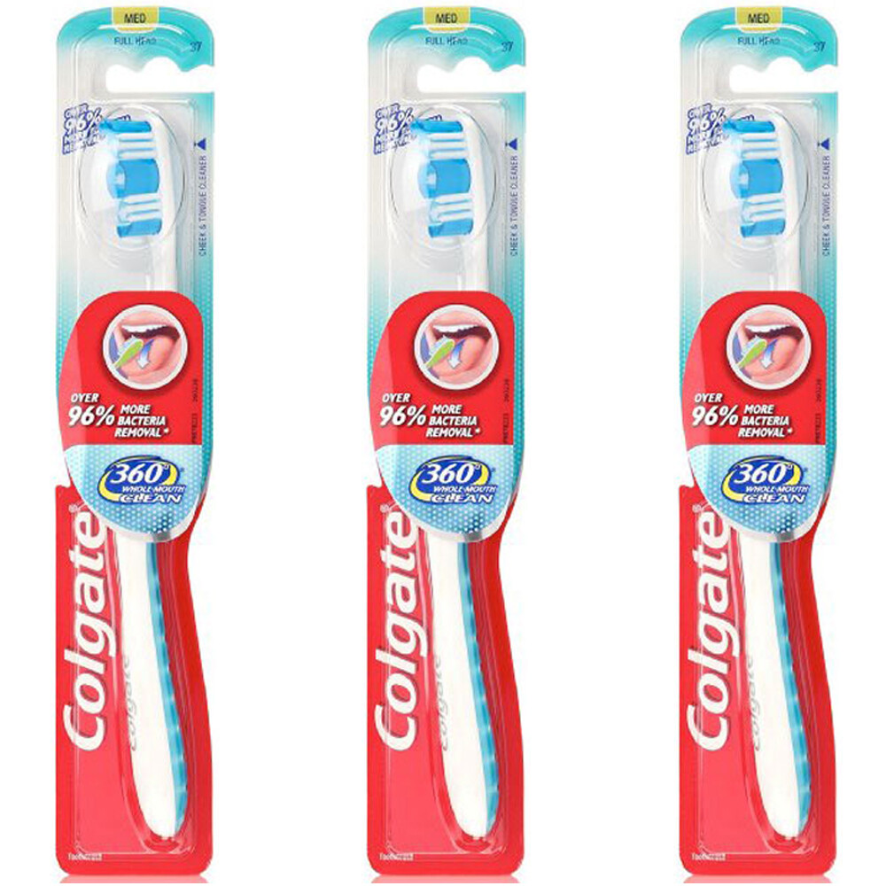 Pack of (3) New Colgate 360 Full Head Toothbrush, Medium