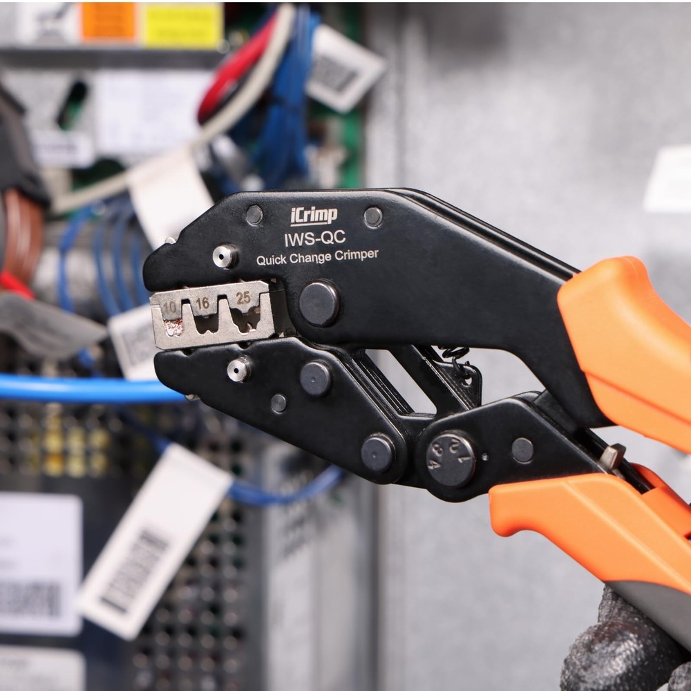 iCrimp Rachet Crimping Tool Set, Quick Change Jaws for Open Barrel Orange