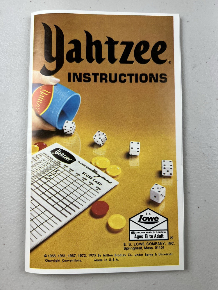 Vintage 1978 Yahtzee Game by Lowe Milton Bradley - Complete & Good Condition