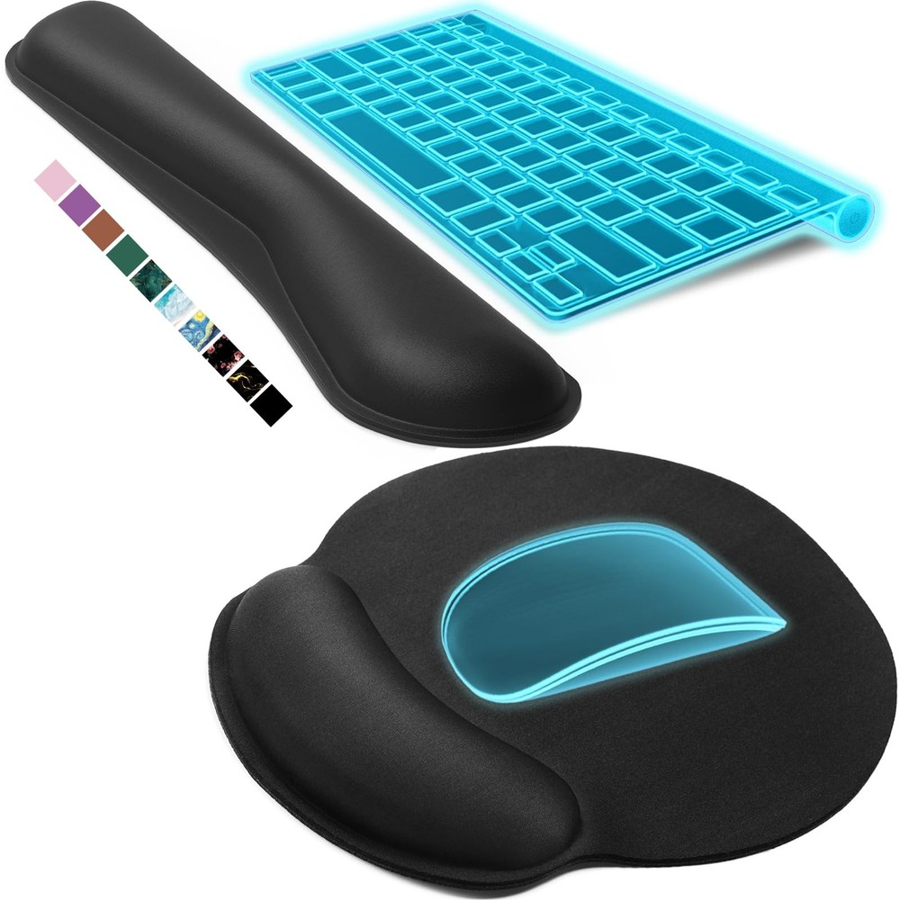 KTRIO Ergonomic Keyboard Wrist Rest and Mouse Pad with Wrist Rest Set, Memory Fo