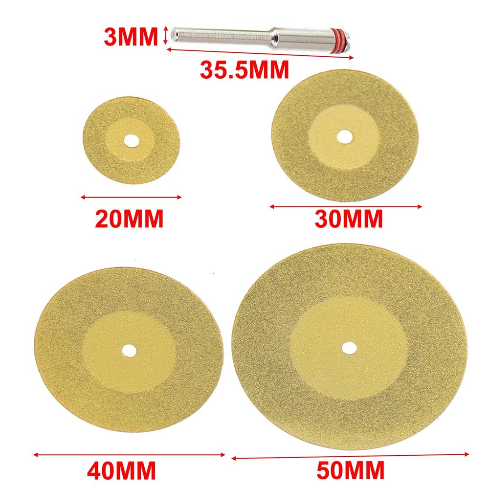 Multi Purpose Mini Diamond Cutting Discs 5pcs Set for Rotary Tools TiN Coated
