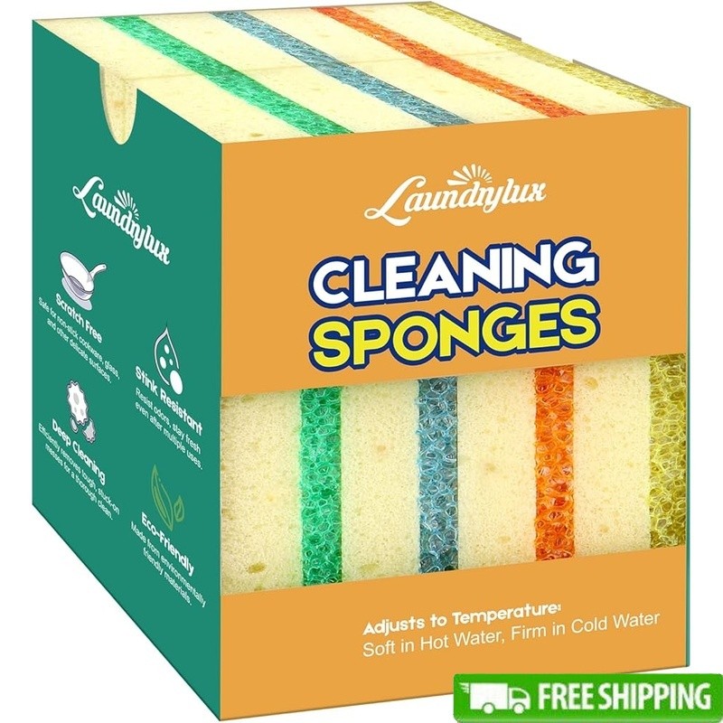 Dual Sided Scrub Sponge Temperature Adaptive Non Scratch Cleaning Tool 4 Pack US