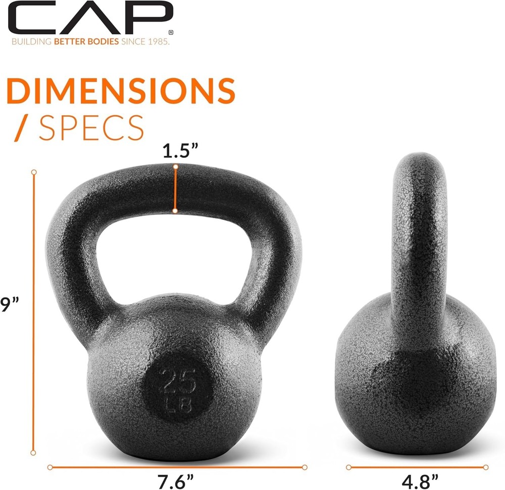 Cast Iron Kettlebell - Coated Options, Singles and Sets, Multiple Weight Choices