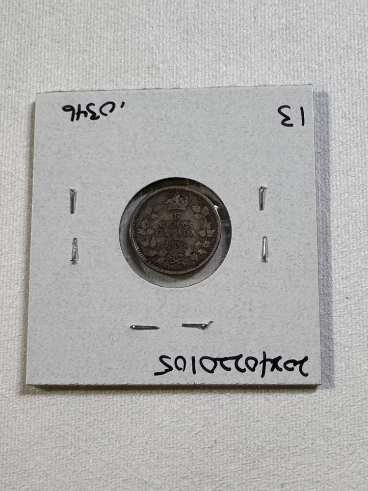 1905 Canada 5 Cents Silver Coin