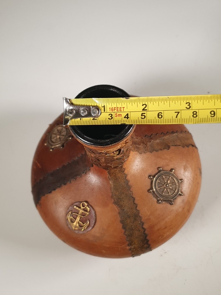 Vintage Leather Wrapped Green Bottle Decanter