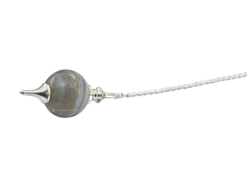 Lace Agate Dowsing Crystal Ball Pendulum