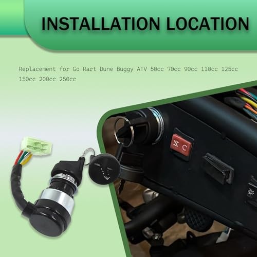 5 Pin Ignition Key Switch with 5 Wire Replacement for Go Kart Dune Buggy ATV