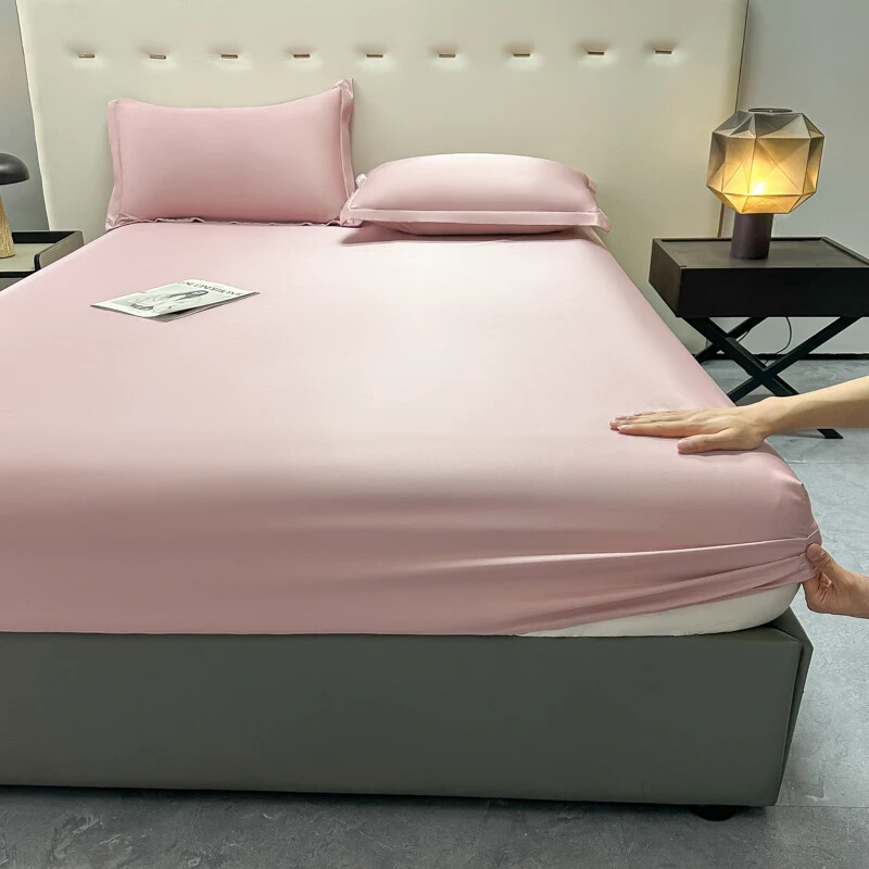 1 Piece Satin Fitted Sheet Only Classic Luxury Silky Soft Bed Sheet Solid Color