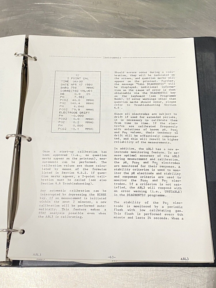 Radiometer ABL3 Acid-Base Laboratory - Users Guide / Instruction / Manual