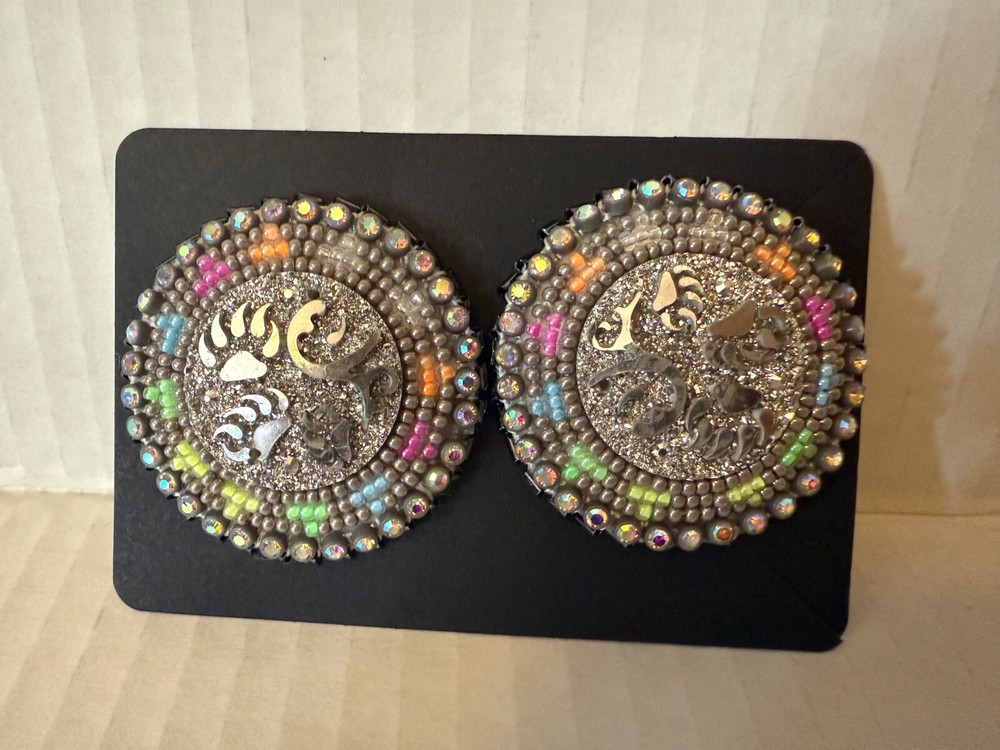 Beaded Round Native Earrings Multicolor Pretty!!
