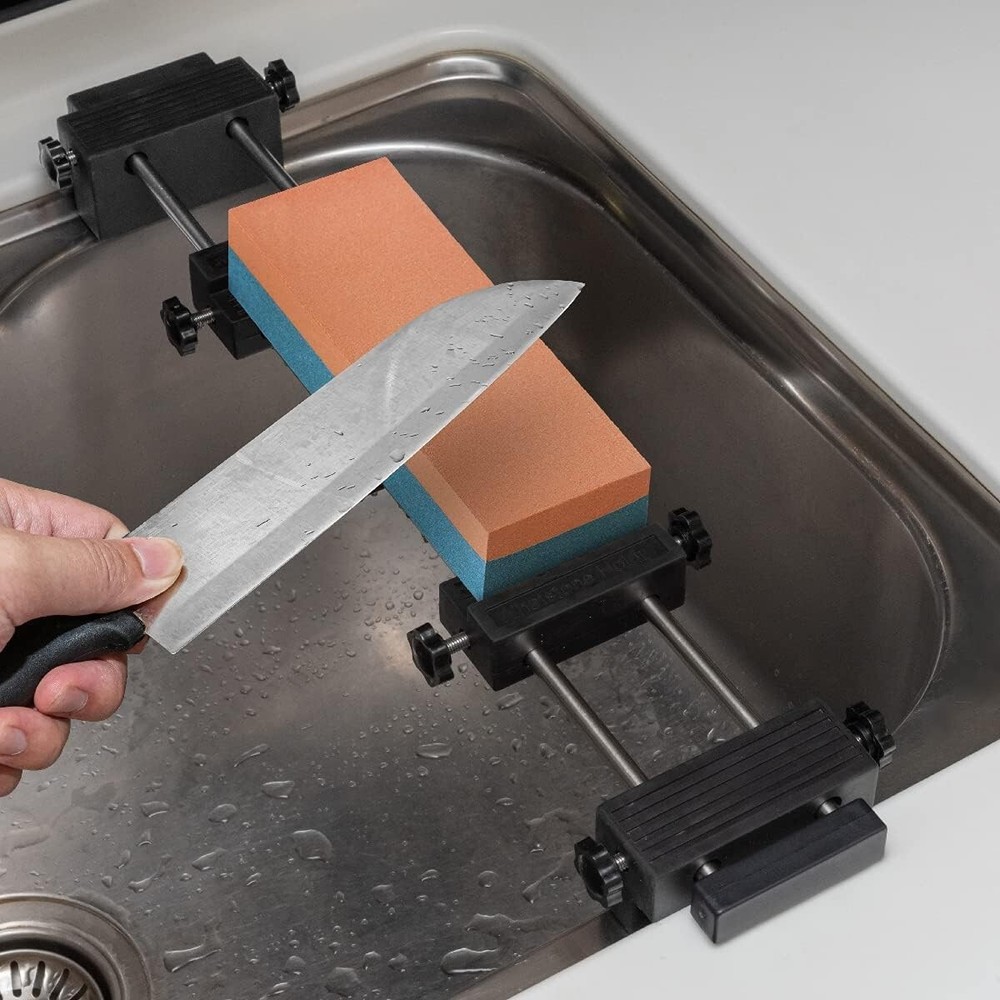 POWERTEC Adjustable Sharpening Stone Holder - Whetstone Sharpener No-Slip Base